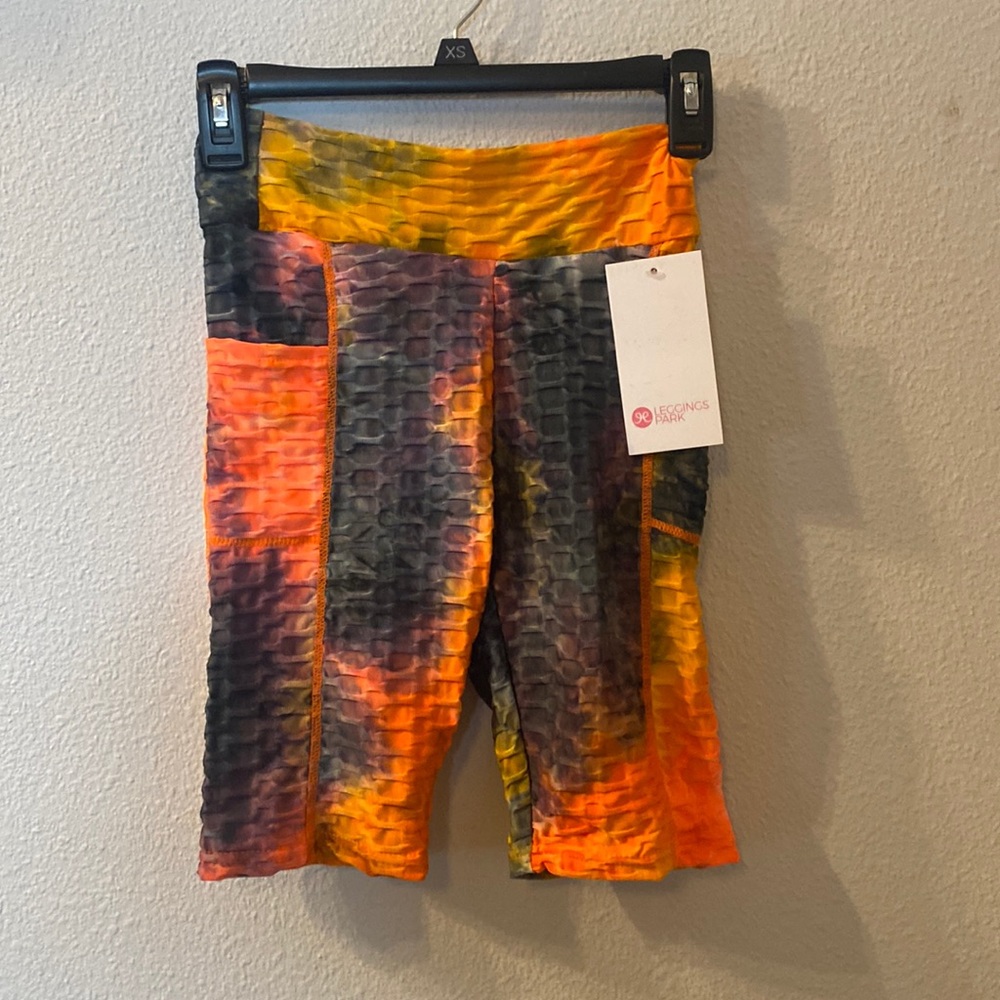 NWT Leggings Park honeycomb tie dye bike shorts size XS